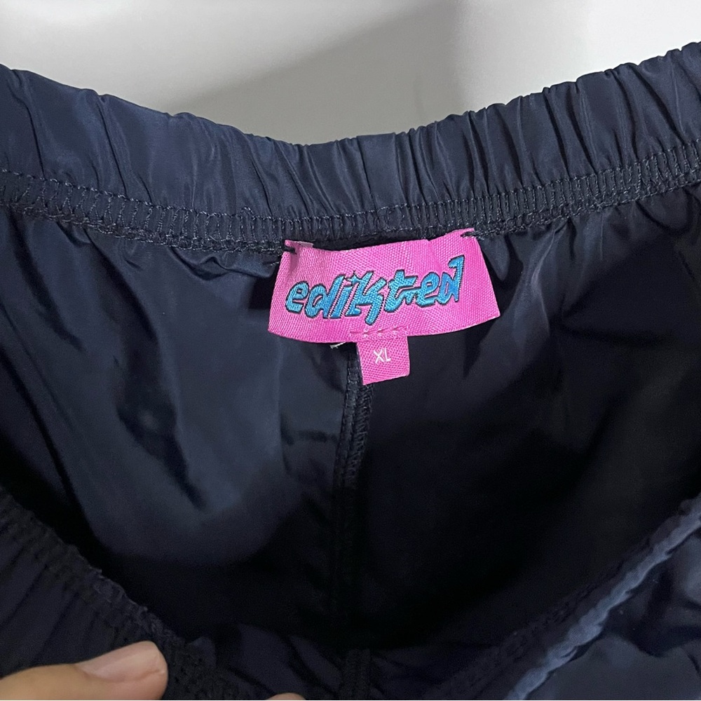 Edikted Navy Track Pants with White Stripes - Picture 8 of 9